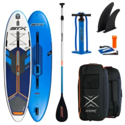 STX Inflatable SUP 10'6" Freeride Hybrid Windsurf Blue Orange -Meer Gleiter stx inflatable sup 106 freeride hybrid windsurf blue orange4