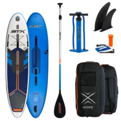 STX Inflatable SUP 11'6" Hybrid Freeride Windsurf Blue Orange -Meer Gleiter stx inflatable sup 116 hybrid freeride windsurf blue orange4